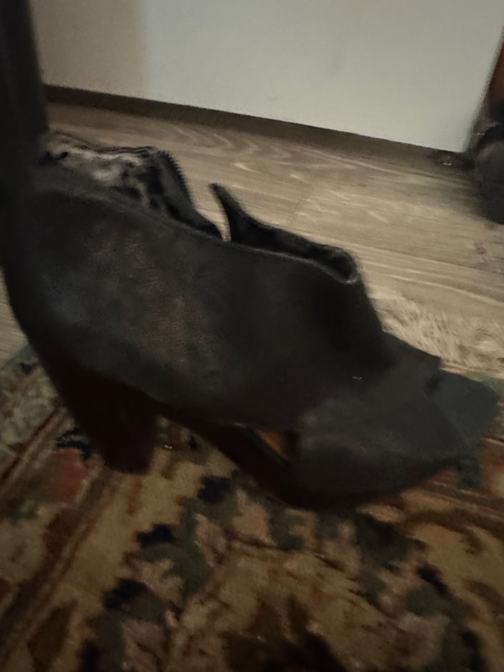 Lucky Brand Black Peep-Toe Block Heel Booties